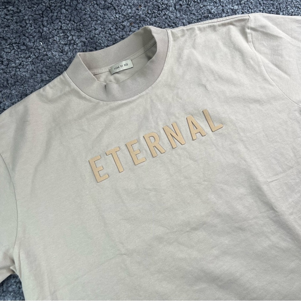 Fear of God Eternal Crewneck Short Sleeve T-shirt in Cream Cotton
